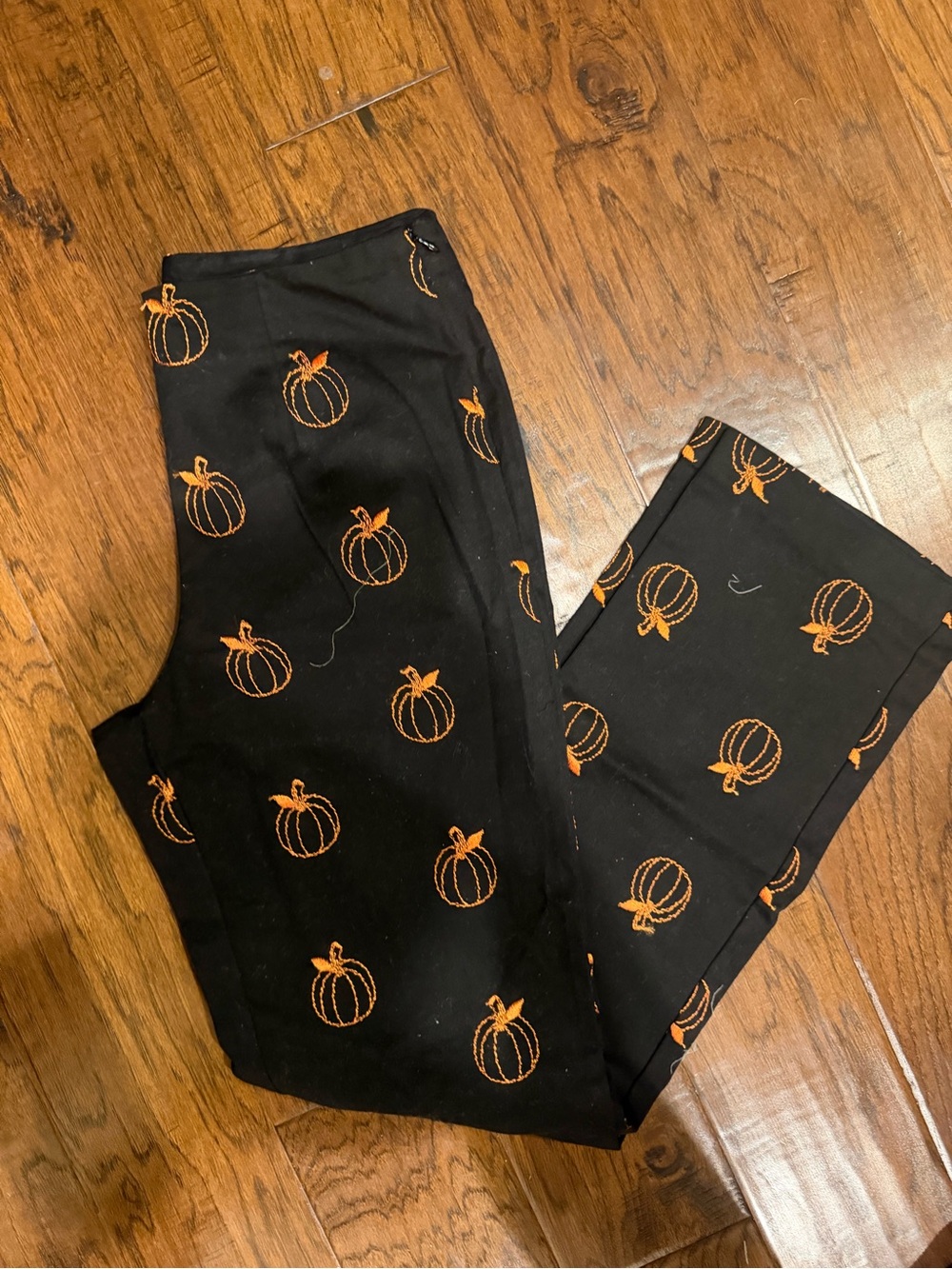 Black pants with Orange Pumpkin Print for Women